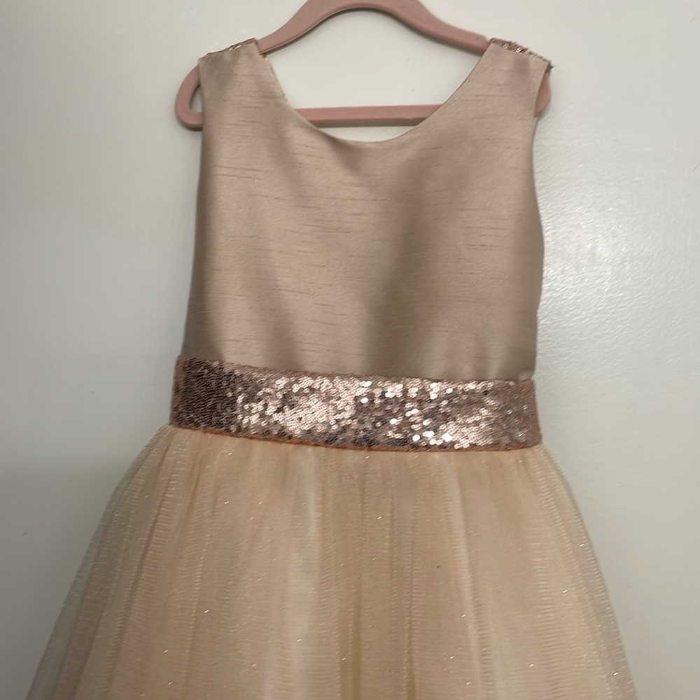 Girls Size 11/12 Rose Gold Flower Girl Dress